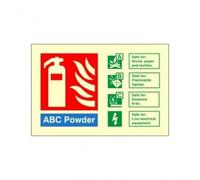 Glow In The Dark ABC Powder Fire Extinguisher ID Sign 150mm x 100mm - Rigid Plastic