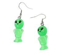 Glow-in-the-Dark Alien Earrings - Whimsical UFO-Inspired Jewelry, Unique and Playful Ideal for Themed Parties & Casual Wear, Acrylic, No Gemstone