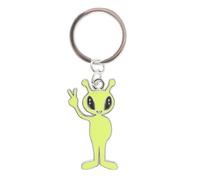 Glow in the Dark Alien Keyring | Fun Enamel Keychain for Believers and UFO Fans | Slim Lightweight Cosmic Gift | Glow Feature for Keys Bags or Backpacks | Quirky Alien Accessory