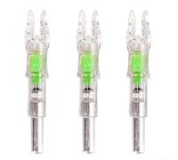 Glow in the Dark Arrow Nocks for 6.2mm Shafts, Auto-Illuminating LED Tools, Brightness Vision Accessories, Plastic Construction, Red Green Blue Options, 3 Pack(Green)