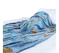 Glow in the Dark Blanket - Luminous Dinosaur Fleece Throw | Double-Sided Flannel Cartoon Design | Soft Comfortable Night Light Cover, Pe Friendly Bedding