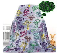 Glow in The Dark Blanket Mushroom Blanket for Kids Adults Soft Flannel Throw Blankets Colorful Luminous Mushroom Blankets for Sofa Couch Living Room Bed Birthday Gifts