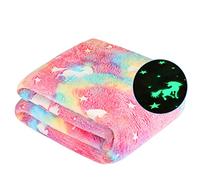 Glow in The Dark Blanket Unicorn Gifts for Kids Girls Birthday Christmas Light Up Rainbow Unicorn Toy Bedroom Bed Decor Soft Cozy Fluffy Plush Premium Glowing Throw Warm Fun for Teen Pink 50"x60"