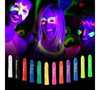 Glow in the Dark Body Paint, 12PCS Rotatable Neon Face Paint for Kids Adult, Reusable Washable Face Sticks for Masquerade, Halloween Festivals, Sporting Events