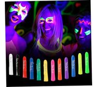 Glow in The Dark Body Paint, 12PCS Rotatable Neon Face Paint Sticks for Kids & Adults, Reusable Washable for Masquerade/Halloween/Festivals
