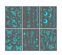 Glow In The Dark Body Sticker - Small FreshLuminous Tatt00 Stickers White ButterflyStar Female Arm Clavicle Stickers Set, Waterproof Artistic Fluorescent Club Decoration,Night Glow Body Art Decals