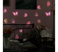 Glow in the Dark Butterfly Wall Stickers, Luminous PVC Decals for Living Room Bedroom Kids Nursery Decor, Removable Self-Adhesive Home Art Mural, Green Red Blue Purple