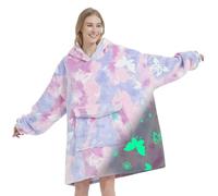 Glow in The Dark Butterfly Wearable Blanket Hoodie for Adults, Oversized Sherpa Fleece Blanket Hoodie for Women, Birthday Gifts