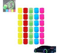 Glow-in-The-Dark Car Tire Valve Cap Set, 2 in 1 Glow in Dark Car Tire Air Valve Caps, Universal Fluorescent Tires Valve Caps, for Most Vehicle Tires for Cars, Trucks, Bikes & Moto (30PCS)