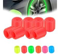 Glow in the Dark Car Tire Valve Cap Set durable, Universal Fluorescent Valve Stem Caps, Waterproof Luminous Night Rider Covers, Corrosion Iluminated Accessories for Truck Bike(Red,8PCS)