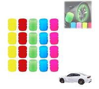 Glow-in-The-Dark Car Tire Valve Cap Set, Waterproof Luminous Car Tire Valve Cap, Easy to Install, No-Tool and Safe Night Driving Accessories, Universal Fluorescent Tires Valves Caps (20PCS-F)