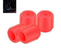 Glow-in-The-Dark Car Tire Valve Cap Set,Waterproof Luminous Car Tire Valve Caps,Luminous Night Rider Covers Universal Fluorescent Lights Stem,Easy to Install Required for Vehicle Bikes (Red,4pcs)