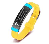 Glow in The Dark Christ Cross Matthew 19:26 Bible Verse Bracelet - Inspirational Christian Silicone Wristband, Biblical Scripture Engraved Bangle Faith Reminder for Daily Pray Baptism