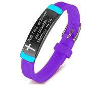 Glow in The Dark Christ Cross Matthew 19:26 Bible Verse Bracelet - Inspirational Christian Silicone Wristband, Biblical Scripture Engraved Bangle Faith Reminder for Daily Pray Baptism