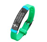 Glow in The Dark Christ Cross Matthew 19:26 Bible Verse Bracelet - Inspirational Christian Silicone Wristband, Biblical Scripture Engraved Bangle Faith Reminder for Daily Pray Baptism