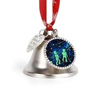 Glow in The Dark Christmas Bells for Decoration, Metal Decorative Jingle Bell with Ribbons, Christmas Tree Decorations Ornaments, Xmas Tree Hanging Bells Party Holiday Home Decor-Silver