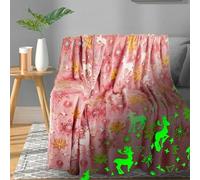 Glow-in-the-Dark Christmas Blanket 120x150cm Pink Cartoon Soft Flannel