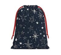 Glow In The Dark Christmas Drawstring Burlap Gift Bag Tartan Plaid With Kraft Tag Polyester Holiday Home Gift Storage - Small