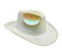 Glow In The Dark Cowboy Hat | LED Light Up Sequin Hat Battery Operated Western Headwear | Party Fancy Dress Costume for Disco Dance Festival Accessory