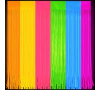 Glow in The Dark Curtains Party Supplies 6.6 x 3.3 Ft Glow Tinsel Foil Fringe Curtains Colorful Patchwork Streamer Backdrop for Birthday Holiday Neon Party Decorations
