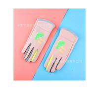 (Glow-in-the-dark dinosaur pink, M?3-6 years old?) Children's warm winter gloves plus velvet thickened girls and boys parent-child outdoor cycling and snow playing girls high elastic men s...