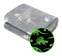 Glow in The Dark Blanket Dinosaur Throw Blanket for Boys Kids Soft Warm Cozy Cute Dino Blanket Unique Dinosaur Toys Gifts Gray Glowing Dinosaur Room Decor Blankets for Girls Teens 40"x50"