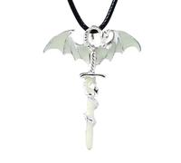 Glow In The Dark Dragon Sword Necklace Luminous Pterodactyl Pendant Necklace Halloween Vintage Gothic Punk Stegosaurus Animal Jewelry For Men Women Green