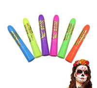 Glow in The Dark Face Paint, 6Piece Glow in The Dark Paint for Skin, Long-Lasting Washable Glitter Pen for Cosplay Events Music Festivals Night Clubs Parties Halloween Costumes Themed