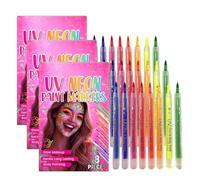 Glow in the Dark Face Paint,Glow in the Dark Paint,Waterproof & Skin-Safe Blacklight Tattoo Markers,Bodypainting Colors Set for Festival Party Decoration,For Glow Party Valentine Gifts (3PCS)