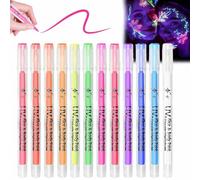 Glow in The Dark Face Paint Markers,UV Neon Face Paint Pens 12 Colours Glow Body Marker,Washable Blacklight Tattoo Markers,Festival Temporary Tattoo Set,for Music Festivals Parties