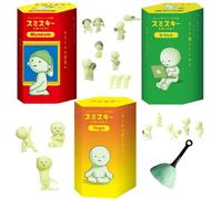 Glow in The Dark Figures Collector's Set with Mini Cleaning Broom & Mop - 3 Random Style Figures & 1 Cleaning Tool