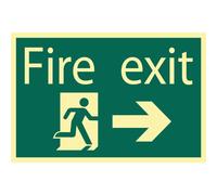 Draper Fire Exit Arrow Right Sign 200mm 300mm Photoluminescent