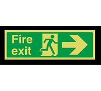 Glow in The Dark Fire Exit Man Running Right 300x100 Rigid Plastic