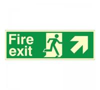 Glow In The Dark Fire Exit Up Right Sign 300mm x 100mm - Self Adhesive