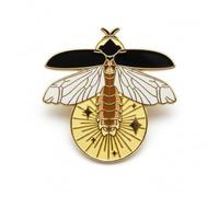 Glow-in-the-Dark Firefly Brooch Pin, Enamel Insect Lapel Pin, Cute Luminous Bug Badge for Clothes, Bags, or Scarves, 2in Gold and White Firefly Pin Gift for Women and Nature Lovers