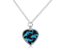 Glow in The Dark Fish Heart Urn Necklace for Ashes Memorial Keepsake Jewelry Pendant Silver Chain