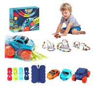 Glow in The Dark Flexible Racetrack-Bendable Railcar Track Set with LED Light Up Trains | Expandable Toy Railway System for Kids,Curvable Tracks for Boys & Girls (184pcs)