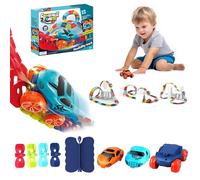 Glow in The Dark Flexible Racetrack-Bendable Railcar Track Set with LED Light Up Trains | Expandable Toy Railway System for Kids,Curvable Tracks for Boys & Girls (138pcs)