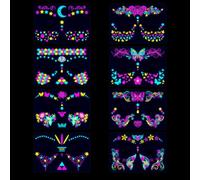 Glow in the Dark Fluorescent Tattoo Stickers, Temporary Tattoo Makeup, Body Painting Tattoo Stickers, Adult Man Woman Decoration Use 8PCS (1)