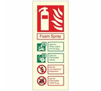 Glow In The Dark Foam Spray Fire Extinguisher ID Sign 80mm x 200mm - Rigid Plastic
