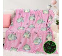 Frog Blanket Glow in The Dark Cute Frog Throw Blanket for Kids Girls Frog Gifts for Women Teen Girls Soft Fleece Animal Blanket for Kids Bed Couch Sofa Frogs Decor Frogs Stuff