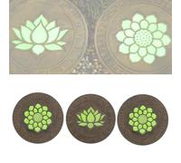 Glow in The Dark Garden Stepping Stones, Round Lotus Design Luminous Path Pavers for Villa, Patio, Yard, Decorative Outdoor Walkway Landscaping Stones(Style 2,3pcs)
