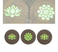 Glow in The Dark Garden Stepping Stones, Round Lotus Design Luminous Path Pavers for Villa, Patio, Yard, Decorative Outdoor Walkway Landscaping Stones(Style 1,3pcs)