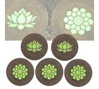 Glow in The Dark Garden Stepping Stones, Round Lotus Design Luminous Path Pavers for Villa, Patio, Yard, Decorative Outdoor Walkway Landscaping Stones(Style 2,5pcs)