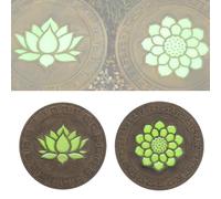 Glow in The Dark Garden Stepping Stones, Round Lotus Design Luminous Path Pavers for Villa, Patio, Yard, Decorative Outdoor Walkway Landscaping Stones(Style 1,2pcs)