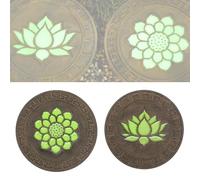 Glow in The Dark Garden Stepping Stones, Round Lotus Design Luminous Path Pavers for Villa, Patio, Yard, Decorative Outdoor Walkway Landscaping Stones(Style 2,2pcs)