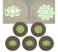 Glow in The Dark Garden Stepping Stones, Round Lotus Design Luminous Path Pavers for Villa, Patio, Yard, Decorative Outdoor Walkway Landscaping Stones(Style 1,5pcs)