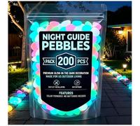 Glow in the Dark Garden Stones Colorful Luminous Pebbles for Outdoor Walkways & Yard Decor, Night Guide Glow Rocks for Garden, Fish Tank, Pathway, Magical Landscape Lighting (Colorful,200pcs)