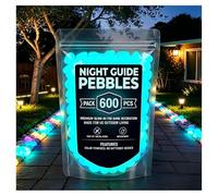 Glow in the Dark Garden Stones Colorful Luminous Pebbles for Outdoor Walkways & Yard Decor, Night Guide Glow Rocks for Garden, Fish Tank, Pathway, Magical Landscape Lighting (Blue,600pcs)