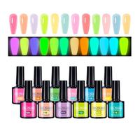 Glow In The Dark Gel Polish - 7.3ml X 12pcs | Fluorescent Nail Polish Set | Manicure Gel Nail Kit | Portable Salon Travel Nails For Stage Performance, Weddings, Music Festivals, Photo Sessions And Spe